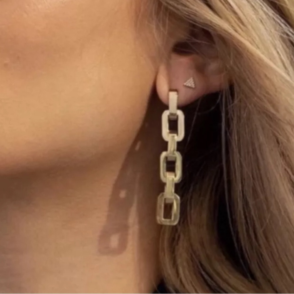 Edie Borgo Supra Link Gold Earrings NWT